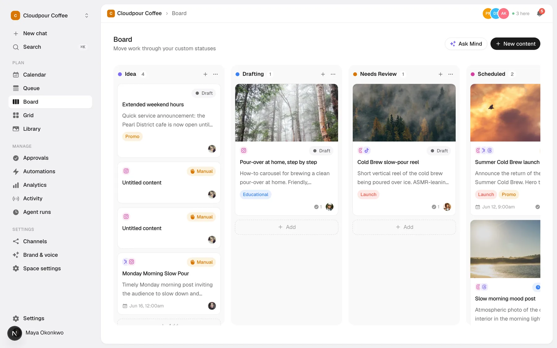 Posts moving from idea to published on the Postmind board